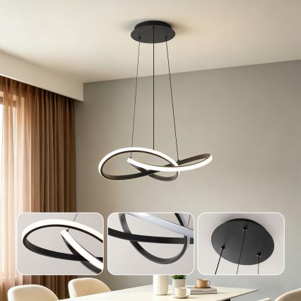 Brilagi - INFINITY himmennettävä LED-riippuvalaisin vaijerilla LED/55W/230V 3000-6000K 50x50 cm musta + kaukosäädin