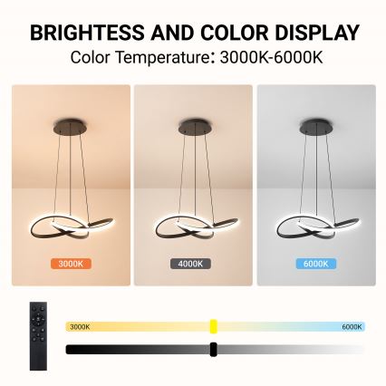 Brilagi - INFINITY himmennettävä LED-riippuvalaisin vaijerilla LED/55W/230V 3000-6000K 50x50 cm musta + kaukosäädin