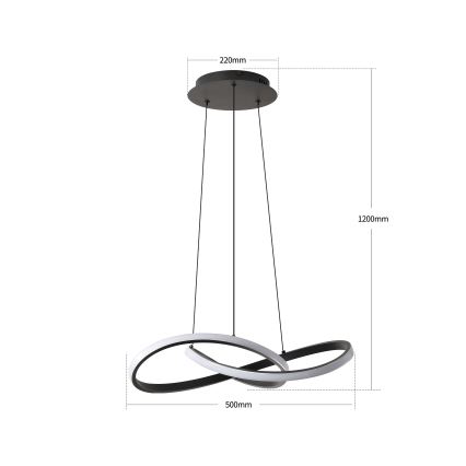 Brilagi - INFINITY himmennettävä LED-riippuvalaisin vaijerilla LED/55W/230V 3000-6000K 50x50 cm musta + kaukosäädin