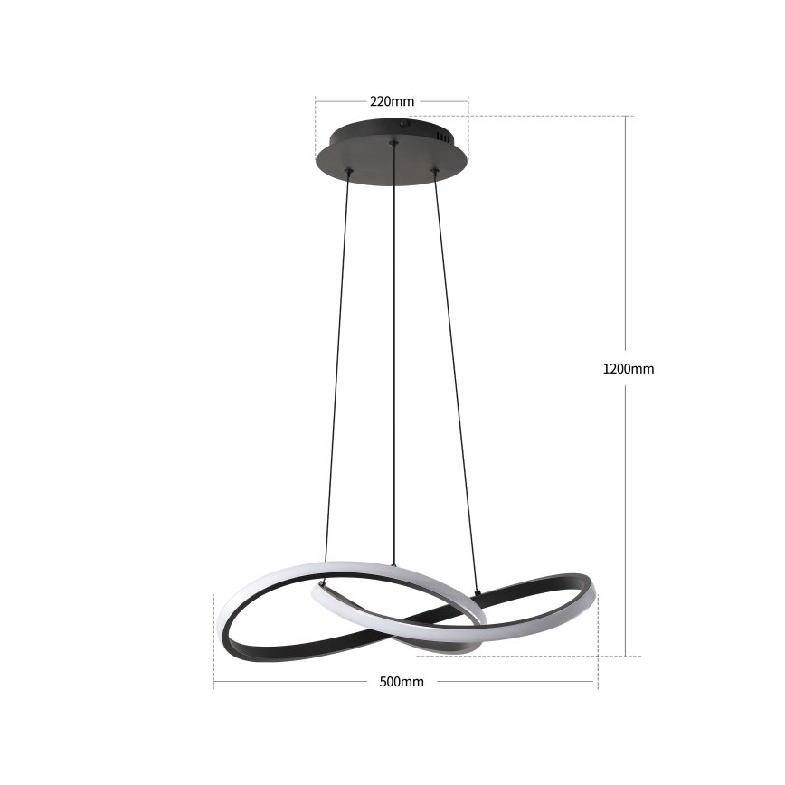 Brilagi - INFINITY himmennettävä LED-riippuvalaisin vaijerilla LED/55W/230V 3000-6000K 50x50 cm musta + kaukosäädin