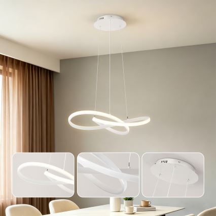 Brilagi - INFINITY himmennettävä vaijerikiinnitteinen LED-riippuvalaisin LED/55W/230V 3000-6000K 50x50 cm valkoinen + kaukosäädin