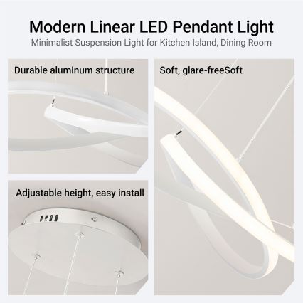 Brilagi - INFINITY himmennettävä vaijerikiinnitteinen LED-riippuvalaisin LED/55W/230V 3000-6000K 50x50 cm valkoinen + kaukosäädin