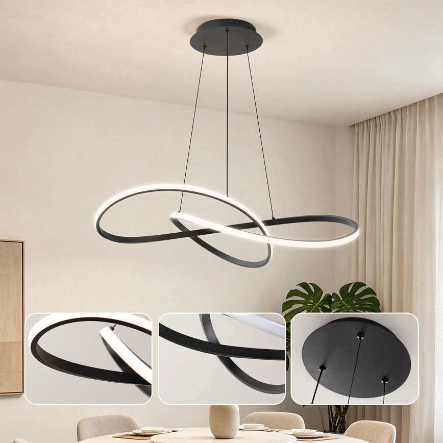 BRILAGI - LED-himmennettävä riippuvalaisin kaapelilla INFINITY LED/80W/230V 3000-6000K 80x80 cm musta + kaukosäädin