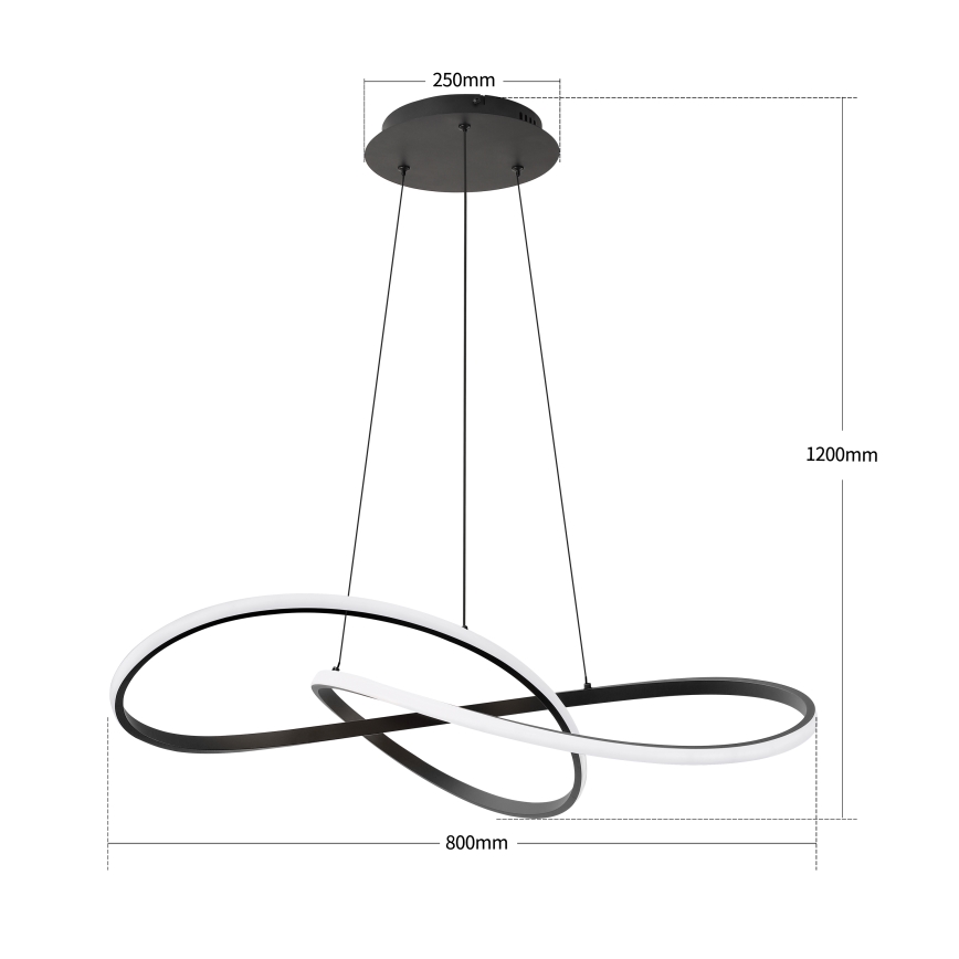 Brilagi - LED-himmennettävä riippuvalaisin kaapelilla INFINITY LED/80W/230V 3000-6000K 80x80 cm musta + kaukosäädin