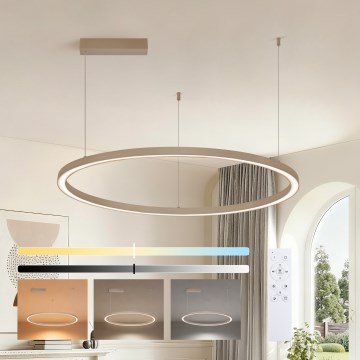 Brilagi - himmennettävä LED-riippuvalaisin vaijerilla PORTOFINO LED/60W/230V 3000–6000K halkaisija 80 cm beige + kaukosäädin