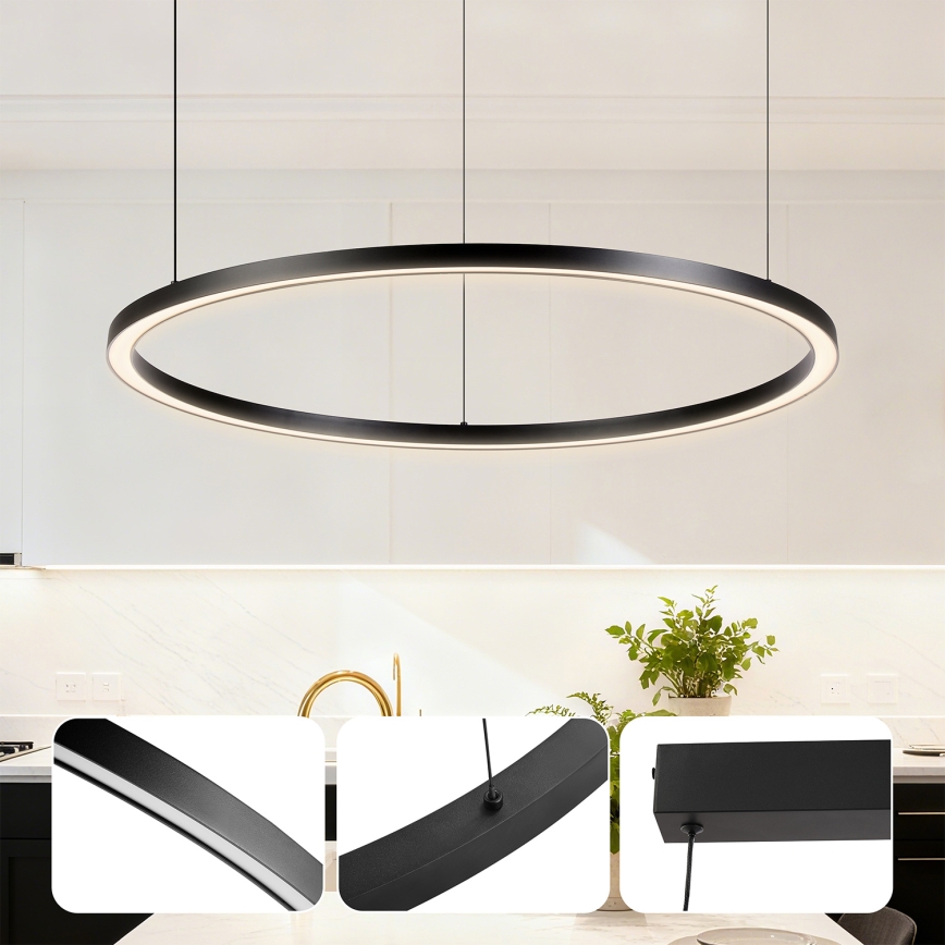 Brilagi - himmennettävä LED-riippuvalaisin vaijerilla PORTOFINO LED/60W/230V 3000–6000K Ø 80 cm musta + kaukosäädin
