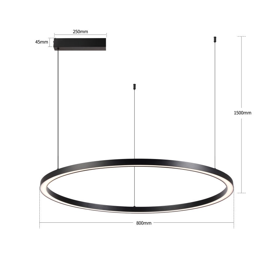 Brilagi - himmennettävä LED-riippuvalaisin vaijerilla PORTOFINO LED/60W/230V 3000–6000K Ø 80 cm musta + kaukosäädin