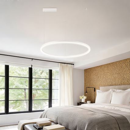 Brilagi - Himennettävä LED-riippuvalaisin vaijerilla PORTOFINO LED/60W/230V 3000-6000K Ø 80 cm valkoinen + kaukosäädin