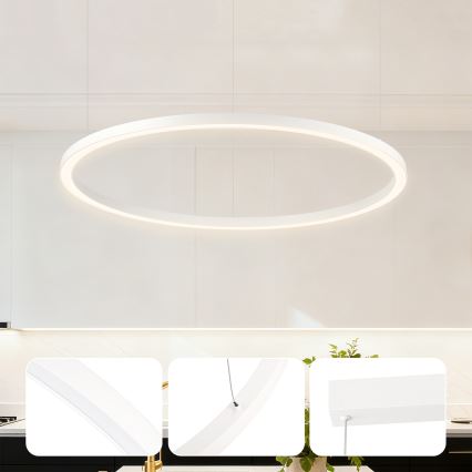 Brilagi - Himennettävä LED-riippuvalaisin vaijerilla PORTOFINO LED/60W/230V 3000-6000K Ø 80 cm valkoinen + kaukosäädin