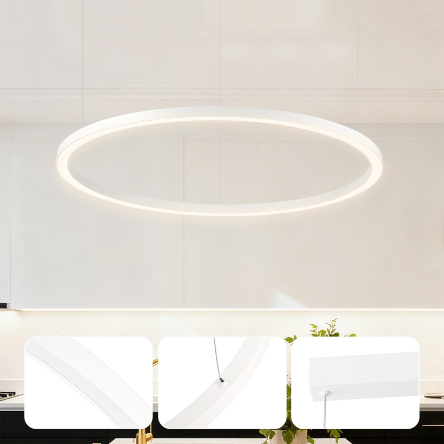Brilagi - Himennettävä LED-riippuvalaisin vaijerilla PORTOFINO LED/60W/230V 3000-6000K Ø 80 cm valkoinen + kaukosäädin