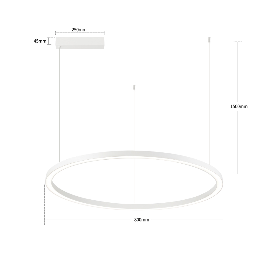 Brilagi - Himennettävä LED-riippuvalaisin vaijerilla PORTOFINO LED/60W/230V 3000-6000K Ø 80 cm valkoinen + kaukosäädin