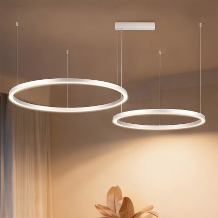 Brilagi - LED-himmennettävä riippuvalaisin kaapelilla PORTOFINO LED/98W/230V 3000-6000K hopea + kaukosäädin