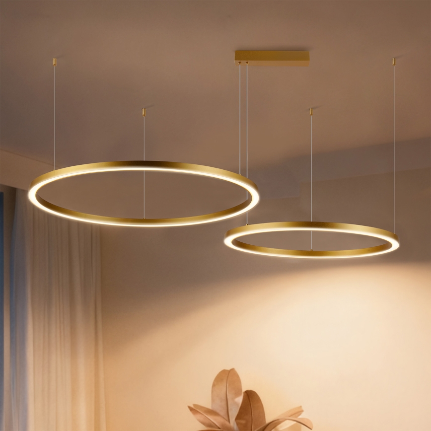 Brilagi - himmennettävä LED-riippuvalaisin vaijerilla PORTOFINO LED/98W/230V 3000-6000K kultainen + kaukosäädin