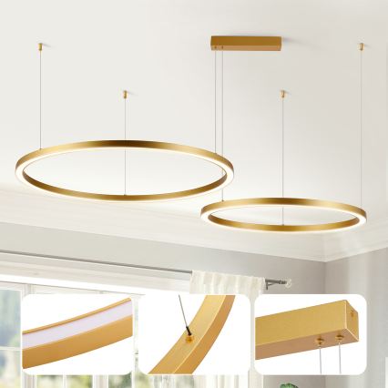 Brilagi - himmennettävä LED-riippuvalaisin vaijerilla PORTOFINO LED/98W/230V 3000-6000K kultainen + kaukosäädin