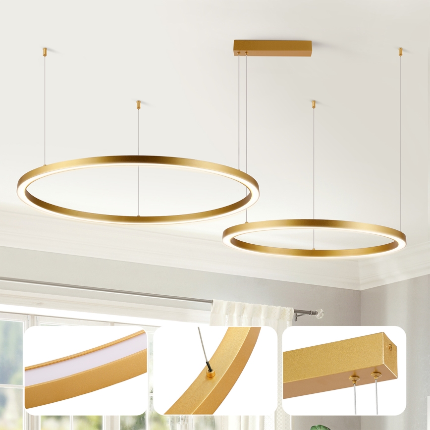 Brilagi - himmennettävä LED-riippuvalaisin vaijerilla PORTOFINO LED/98W/230V 3000-6000K kultainen + kaukosäädin