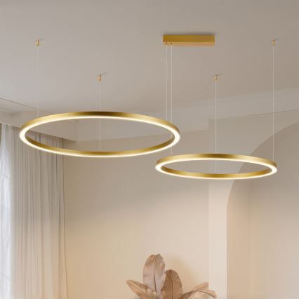 Brilagi - himmennettävä LED-riippuvalaisin vaijerilla PORTOFINO LED/98W/230V 3000-6000K kultainen + kaukosäädin