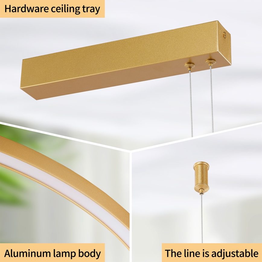 Brilagi - himmennettävä LED-riippuvalaisin vaijerilla PORTOFINO LED/98W/230V 3000-6000K kultainen + kaukosäädin