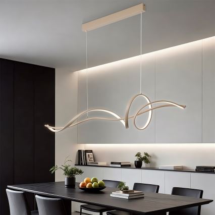 BRILAGI - LED-himmennettävä vaijerikiinnitteinen riippuvalaisin SIGNATURE LED/55W/230V 3000-6000K 120x23 cm beige + kaukosäädin