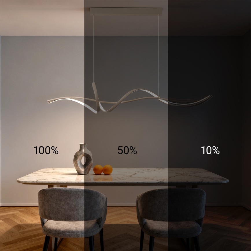 BRILAGI - LED-himmennettävä vaijerikiinnitteinen riippuvalaisin SIGNATURE LED/55W/230V 3000-6000K 120x23 cm beige + kaukosäädin