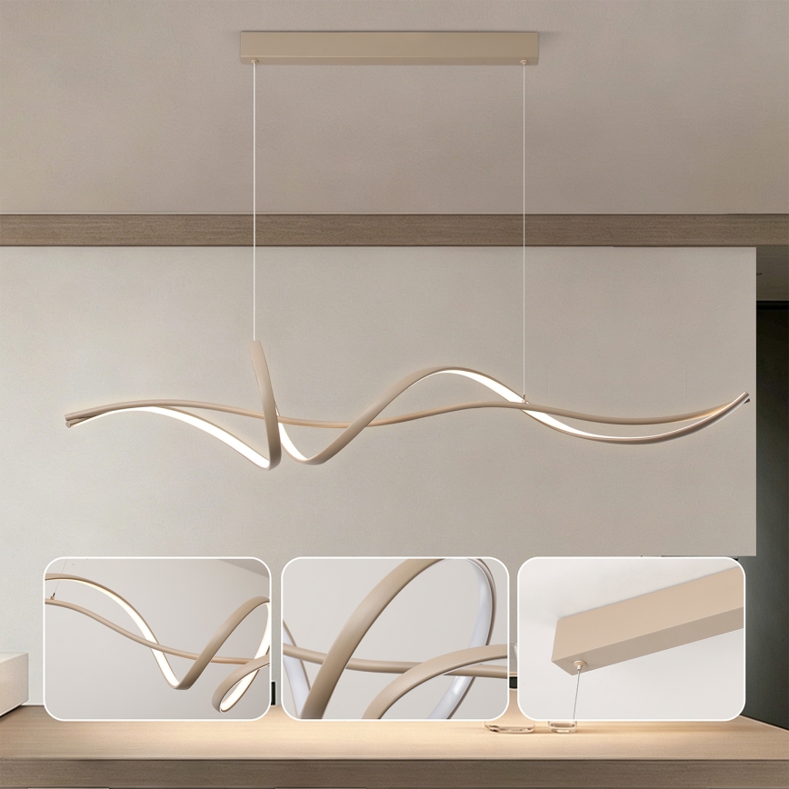 BRILAGI - LED-himmennettävä vaijerikiinnitteinen riippuvalaisin SIGNATURE LED/55W/230V 3000-6000K 120x23 cm beige + kaukosäädin