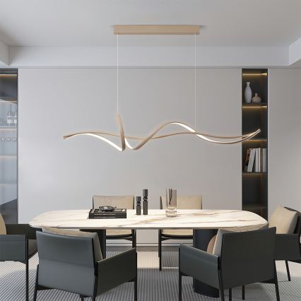 BRILAGI - LED-himmennettävä vaijerikiinnitteinen riippuvalaisin SIGNATURE LED/55W/230V 3000-6000K 120x23 cm beige + kaukosäädin