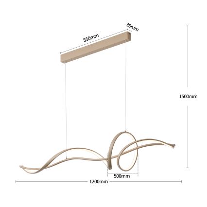 BRILAGI - LED-himmennettävä vaijerikiinnitteinen riippuvalaisin SIGNATURE LED/55W/230V 3000-6000K 120x23 cm beige + kaukosäädin
