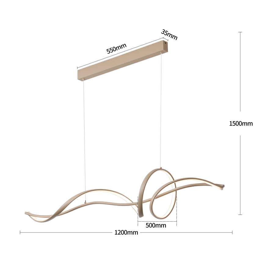 BRILAGI - LED-himmennettävä vaijerikiinnitteinen riippuvalaisin SIGNATURE LED/55W/230V 3000-6000K 120x23 cm beige + kaukosäädin