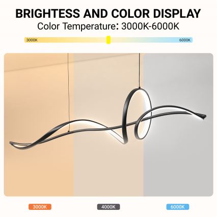 Brilagi - Himmennettävä LED-riippuvalaisin vaijerilla SIGNATURE LED/55W/230V 3000-6000K 120x23 cm musta + kaukosäädin