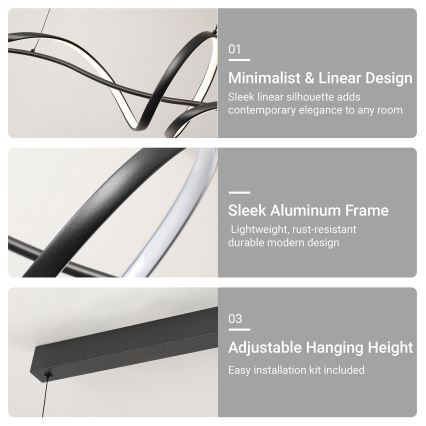 Brilagi - Himmennettävä LED-riippuvalaisin vaijerilla SIGNATURE LED/55W/230V 3000-6000K 120x23 cm musta + kaukosäädin