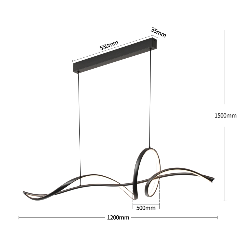 Brilagi - Himmennettävä LED-riippuvalaisin vaijerilla SIGNATURE LED/55W/230V 3000-6000K 120x23 cm musta + kaukosäädin