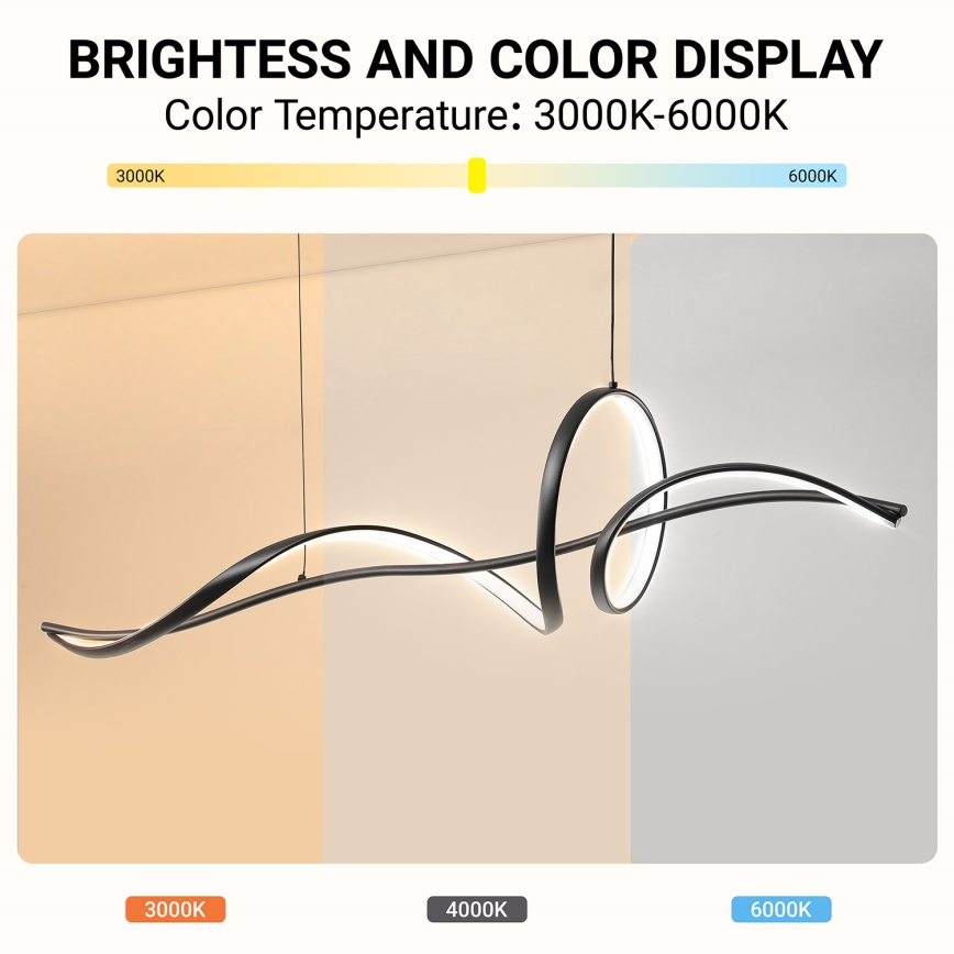 BRILAGI - himennettävä LED-riippuvalaisin vaijerilla SIGNATURE LED/55W/230V 3000-6000K 120x23 cm, musta + kaukosäädin