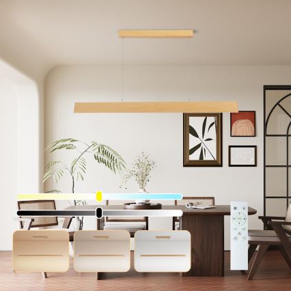 Brilagi - Himmennettävä riippuvalaisin kaapelilla SLIMLINE LED/40W/230V 3000-6000K tamminäköinen + kaukosäädin