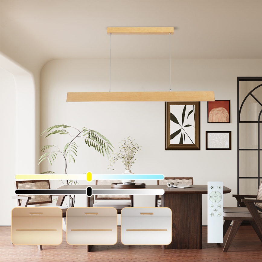 Brilagi - Himmennettävä riippuvalaisin kaapelilla SLIMLINE LED/40W/230V 3000-6000K tamminäköinen + kaukosäädin