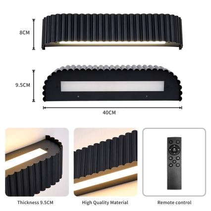 BRILAGI - LED himmennettävä seinävalaisin FALCON MODERN LED/14W/230V 3000-6000K 40 cm musta + kaukosäädin
