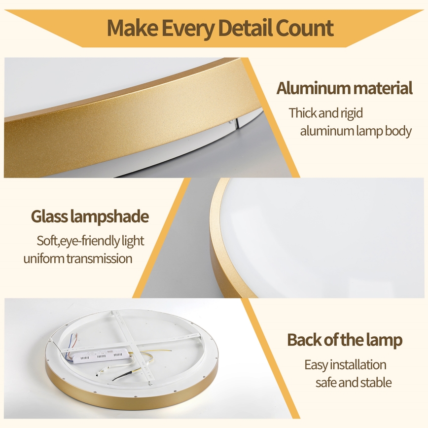 Brilagi - himmennettävä LED-kattovalaisin GLASS POOL DOUBLE LED/48W/230V 3000-6000K 40 cm kultainen + kaukosäädin