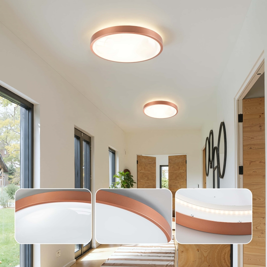 BRILAGI - LED-himmennettävä kattovalaisin GLASS POOL DOUBLE LED/48W/230V Ø 40 cm kuparinvärinen + kaukosäädin