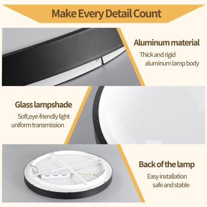 Brilagi - LED Himennettävä kattovalaisin GLASS POOL DOUBLE LED/48W/230V 3000-6000K 40 cm musta + kaukosäädin