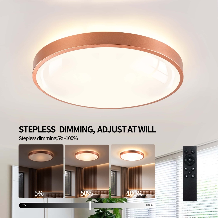 BRILAGI - Himennettävä LED-kattovalaisin GLASS POOL DOUBLE LED/60W/230V halkaisija 50 cm kuparinvärinen + kaukosäädin