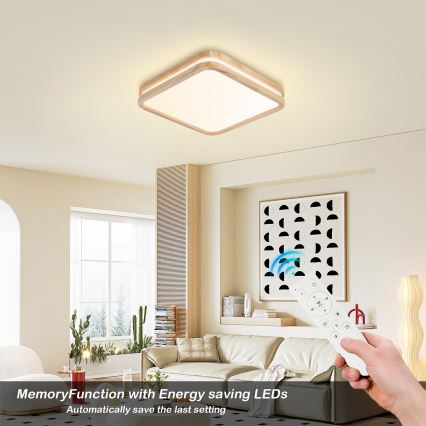 BRILAGI - LED-himmennettävä kattovalaisin MOLINA SQUARE LED/48W/230V 3000-6000K tammi 40x40 cm + kaukosäädin
