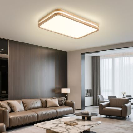 BRILAGI - himmennettävä LED-kattovalaisin MOLINA SQUARE LED/54W/230V 3000-6000K tammi 60x40 cm + kaukosäädin