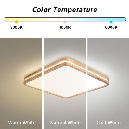 BRILAGI - Himmennettävä LED-kattovalaisin MOLINA SQUARE LED/80W/230V 3000-6000K tammi 60x60 cm + kaukosäädin
