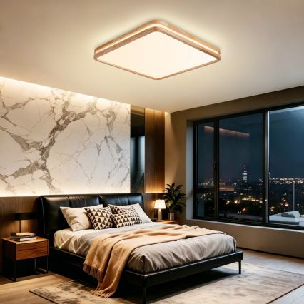 BRILAGI - Himmennettävä LED-kattovalaisin MOLINA SQUARE LED/80W/230V 3000-6000K tammi 60x60 cm + kaukosäädin