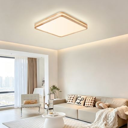 BRILAGI - Himmennettävä LED-kattovalaisin MOLINA SQUARE LED/80W/230V 3000-6000K tammi 60x60 cm + kaukosäädin