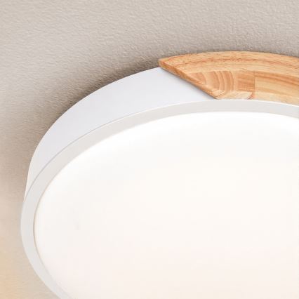 Brilagi - himmennettävä LED-kattovalaisin PILANA LED/48W/230V tammi/valkoinen, halkaisija 40 cm + kaukosäädin