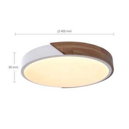 Brilagi - himmennettävä LED-kattovalaisin PILANA LED/48W/230V tammi/valkoinen, halkaisija 40 cm + kaukosäädin
