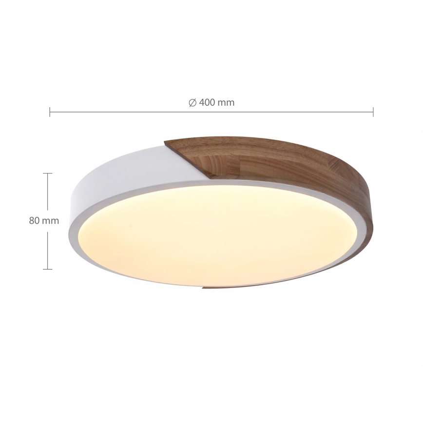 Brilagi - himmennettävä LED-kattovalaisin PILANA LED/48W/230V tammi/valkoinen, halkaisija 40 cm + kaukosäädin