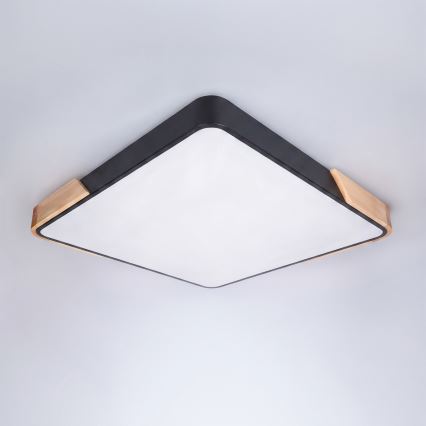 Brilagi - Himennettävä LED-kattovalaisin PILANA LED/60W/230V 3000-6500K tammi/musta 56x56 cm + kaukosäädin