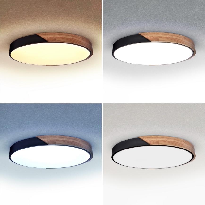 Brilagi - LED himmennettävä kattovalaisin PILANA LED/60W/230V 3000-6500K tammi/musta halkaisija 60 cm + kaukosäädin