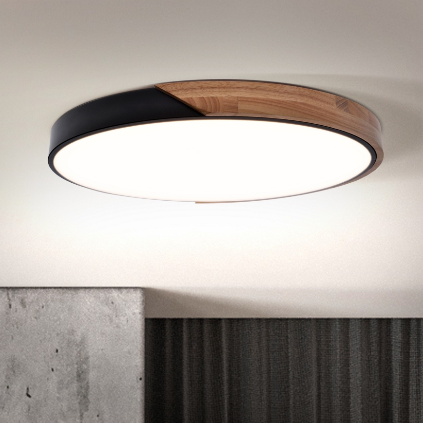 Brilagi - LED himmennettävä kattovalaisin PILANA LED/60W/230V 3000-6500K tammi/musta halkaisija 60 cm + kaukosäädin