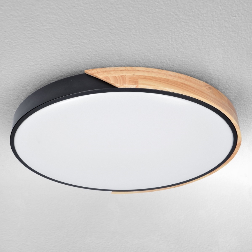 Brilagi - LED himmennettävä kattovalaisin PILANA LED/60W/230V 3000-6500K tammi/musta halkaisija 60 cm + kaukosäädin